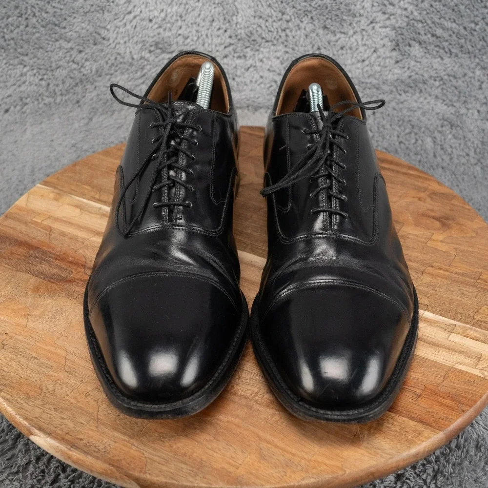 Johnston & Murphy Melton Optima Dress Shoes Mens 10.5 D/B Leather Cap Toe Black